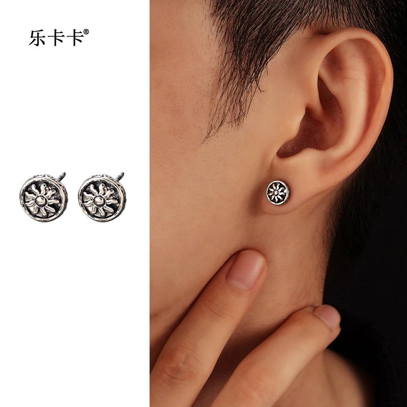 纯铜耳饰 文艺气质女个性简约设计耳饰金鹿王太阳耳钉男复古时尚