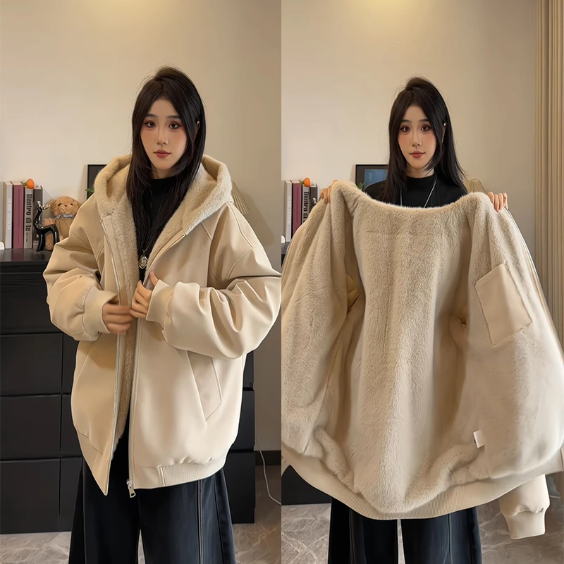 荔枝纹PU皮1500G连帽座山雕棉衣男女秋冬季加绒加厚棉服毛领外套