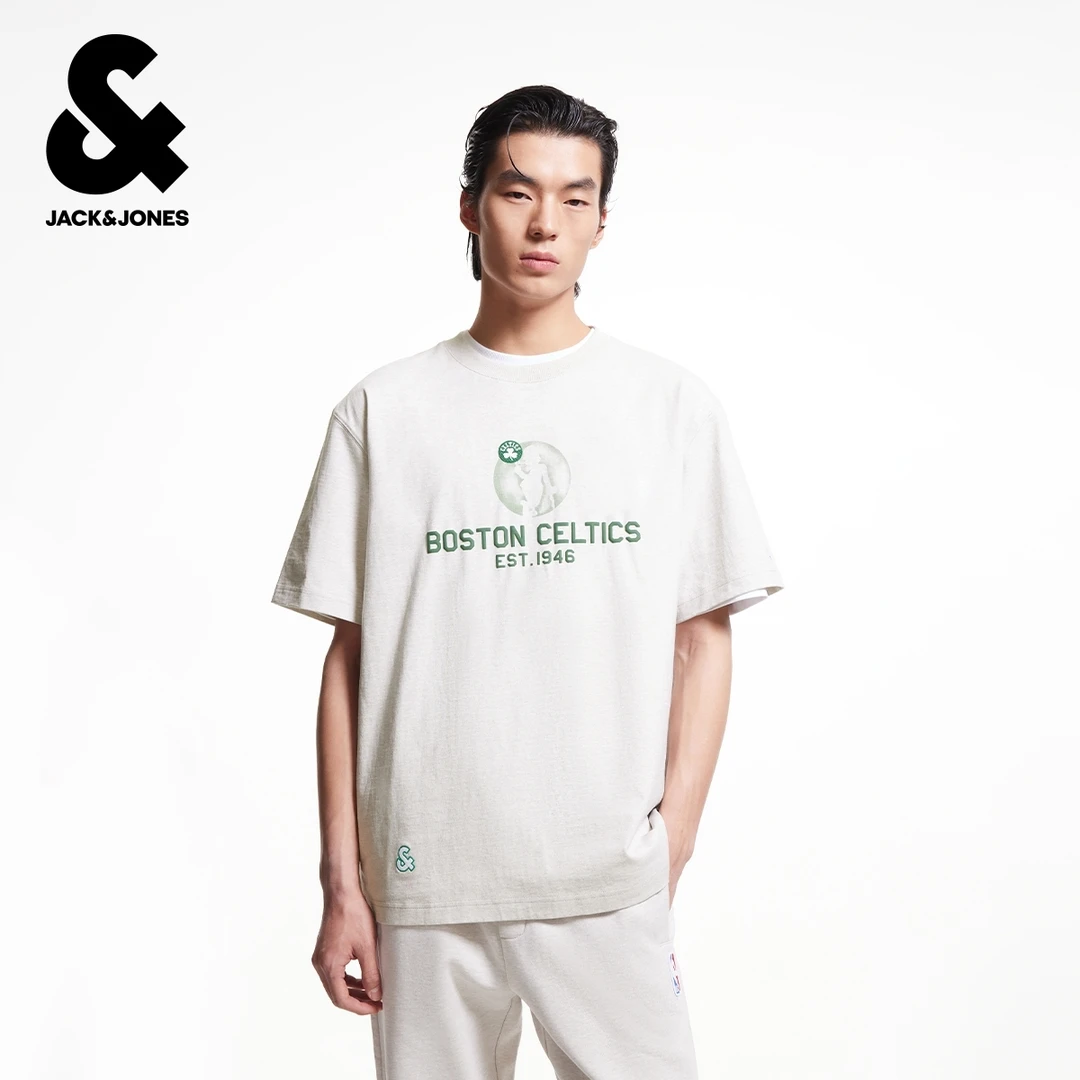 杰克琼斯NBA凯尔特人联名秋季T恤潮运动百搭舒适纯棉短袖上衣男装
