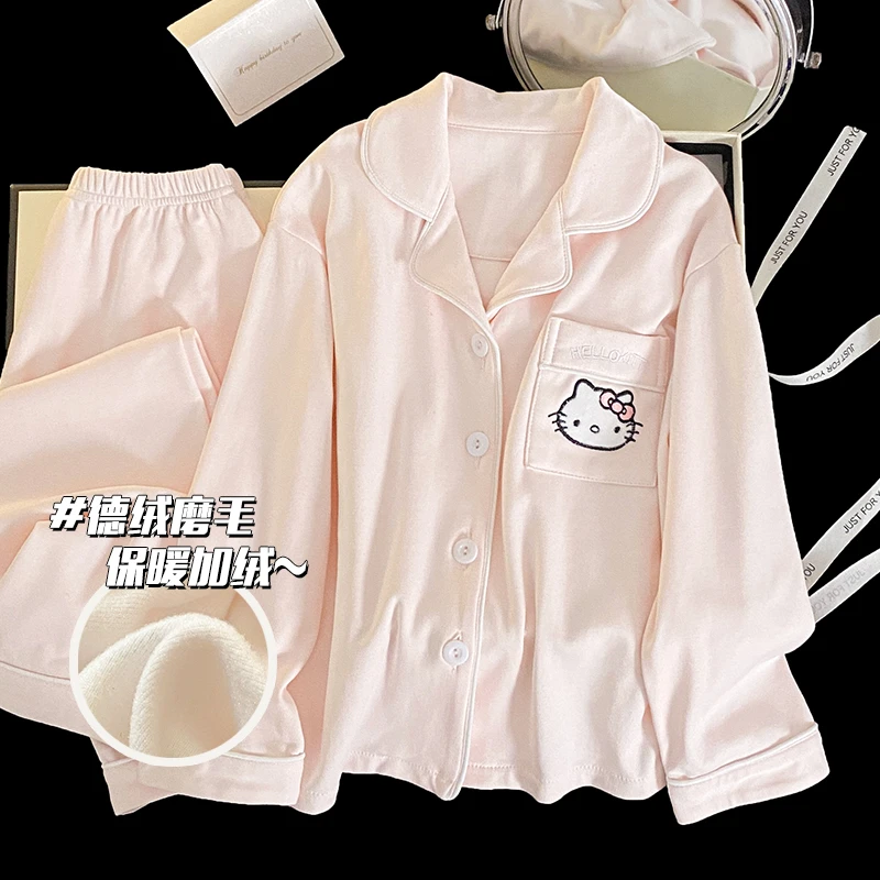 德绒冬款儿童睡衣女秋冬季长袖女童2025新款小女孩加绒加厚家居服