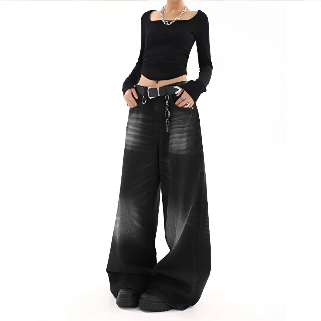 【疏菜类编号】断码杂款默认暇疵断码美式复古阔腿牛仔裤宽松显瘦裤