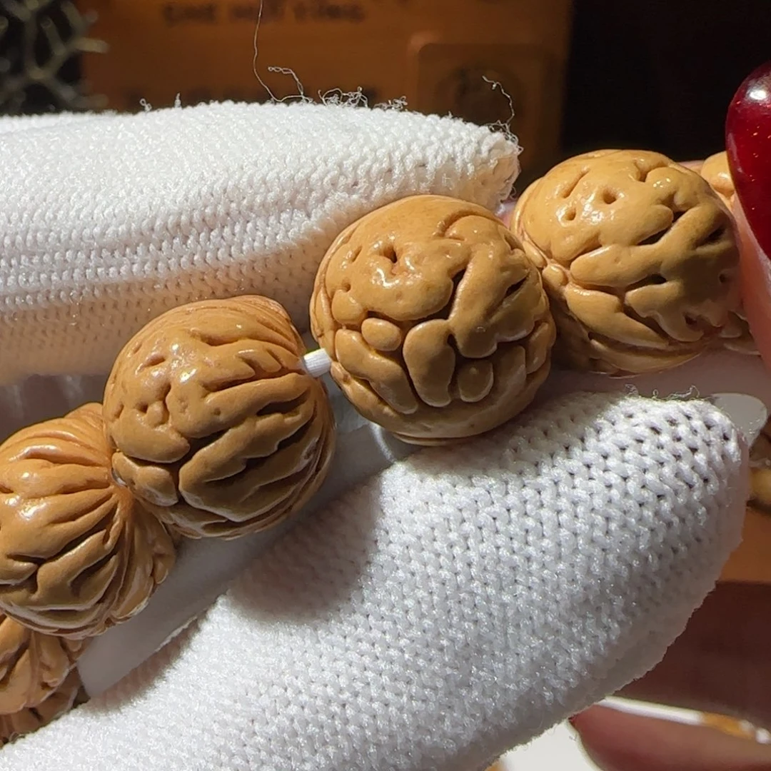 桃核手串15左右非常好看的纹理 野生桃核福利