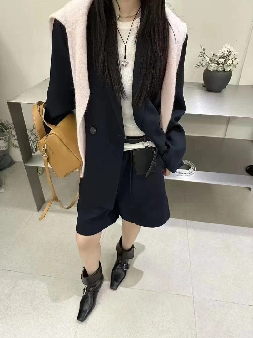 灰灰呀！打包200+ 解构主义/高智分子简约廓形西装+中裤两件套套装