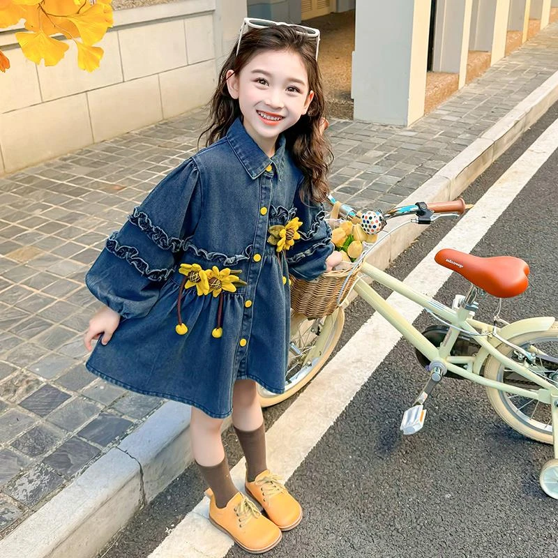 女童秋装洋气牛仔外套2025新款儿童网红公主连衣裙女宝宝休闲风衣