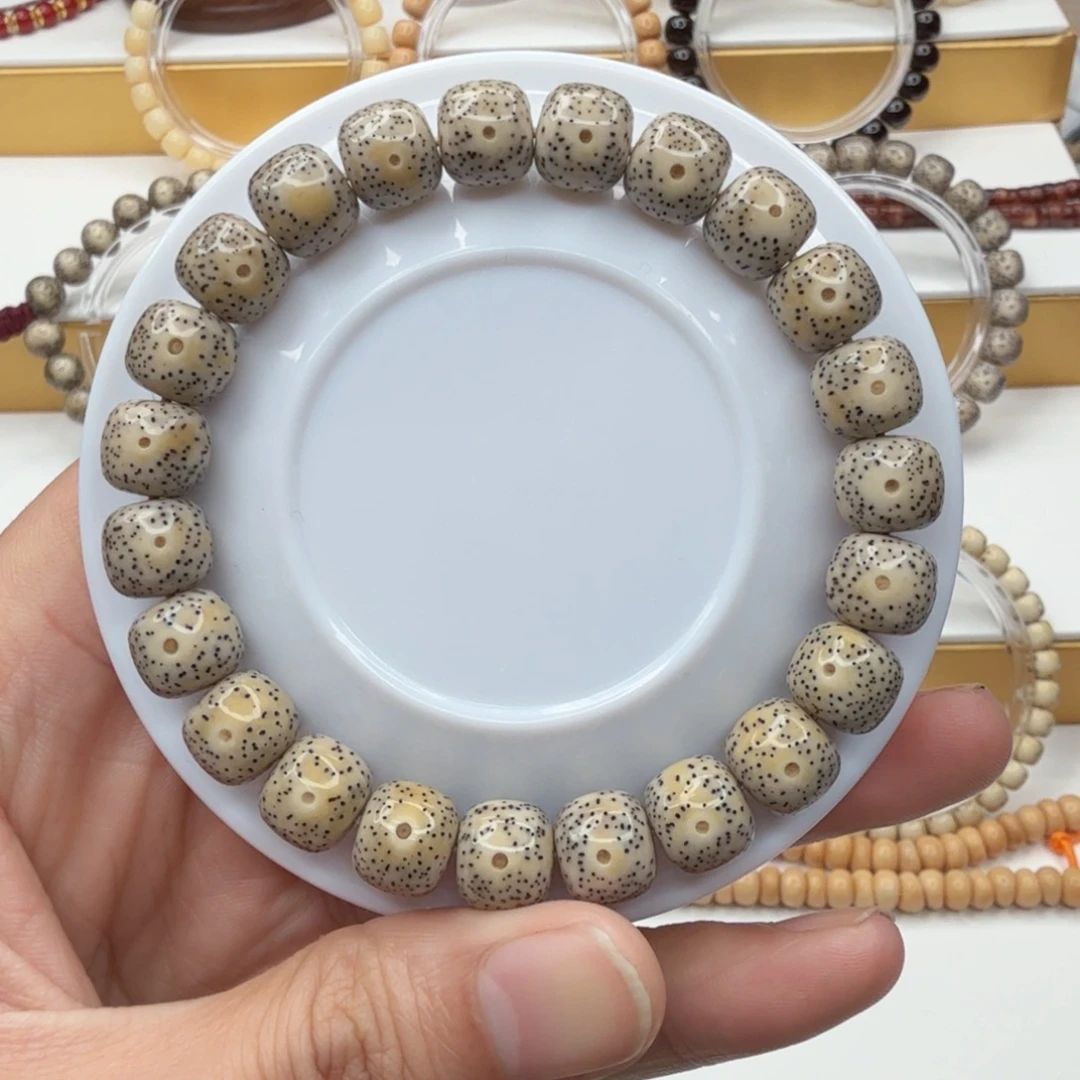 手串星月菩提薇氧化石玉料骨瓷白眼睛留白小细星单圈