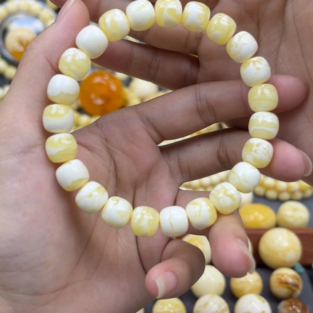 琥珀未镶嵌手串同料老邢手串10.1mm