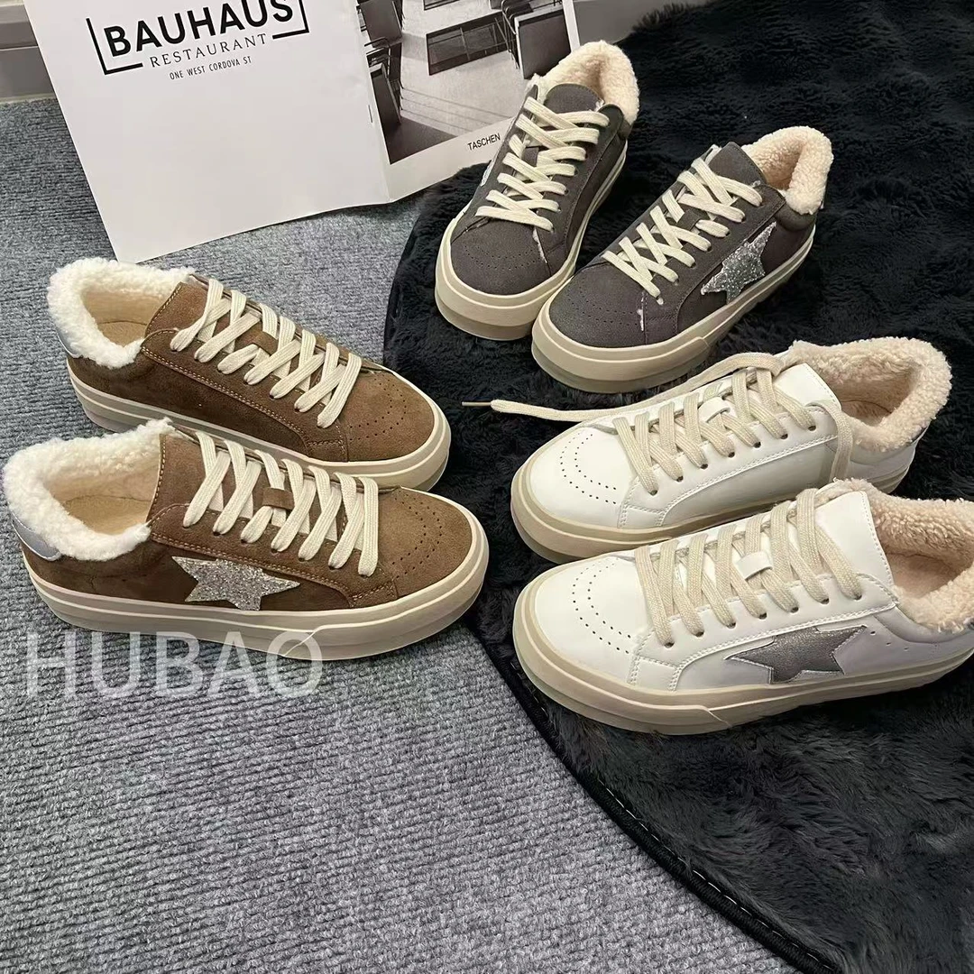 24/厚底加绒星星鞋<hubao>冬款加绒厚底星星百搭板鞋时尚休闲鞋