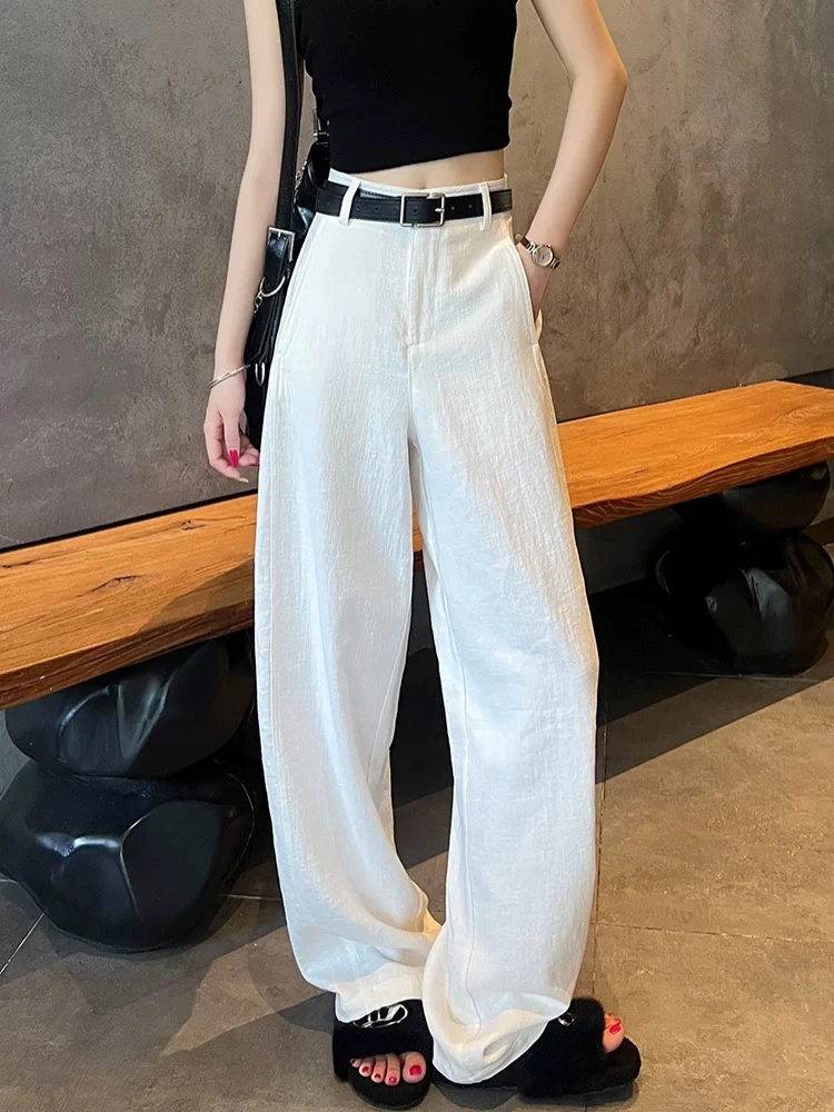 夏季薄款白色阔腿裤气质百搭慵懒高级感休闲宽松裤子