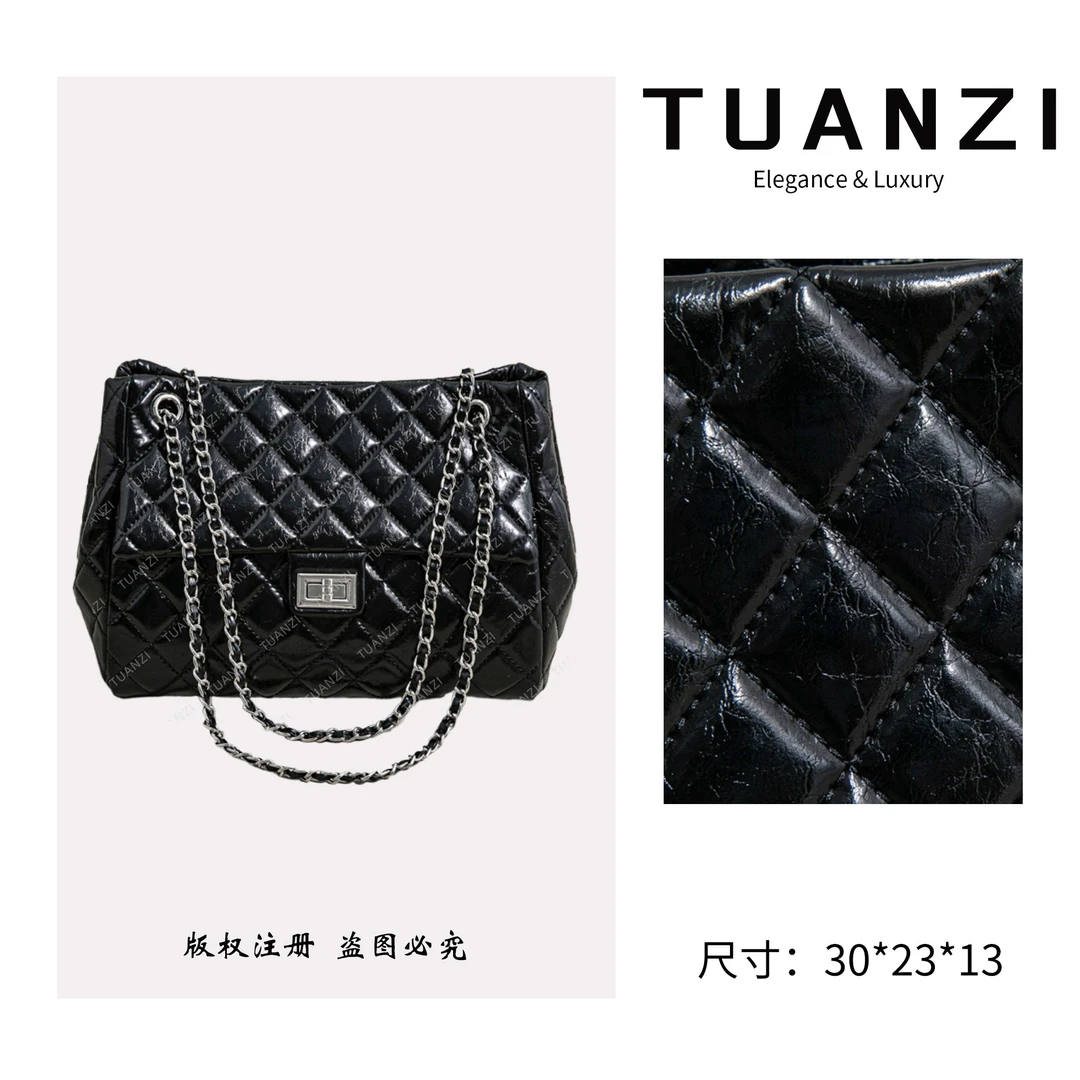 TUANZI【高端玩家】小香家秋冬新款时尚斜跨包 SK-63003-黑色