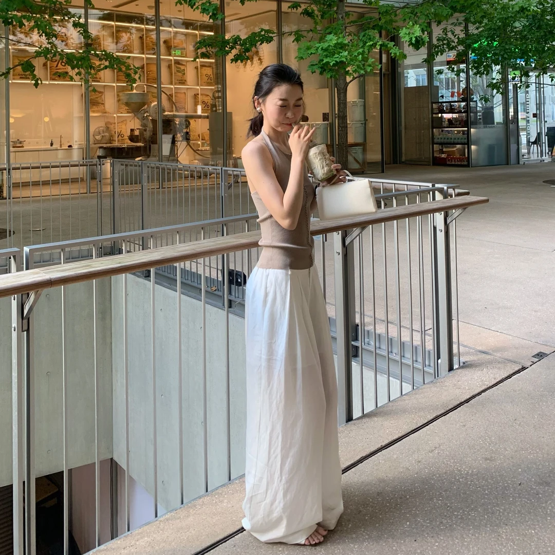 干敏皮【云屿白叙】天丝亚麻 韩版阔腿休闲裤