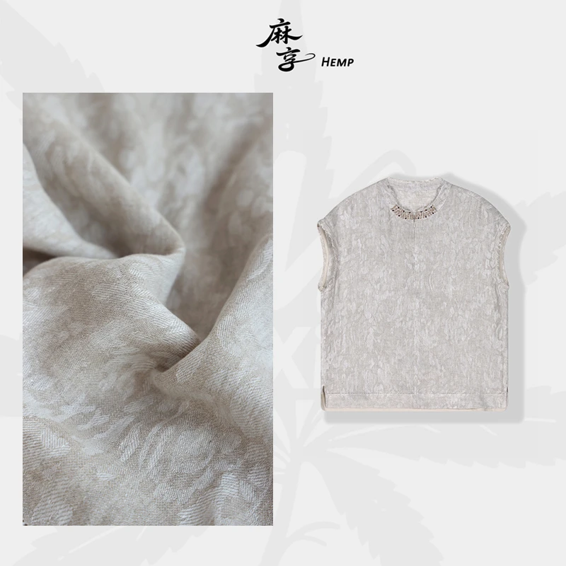 【钉珠小衫】色织雨露麻大提花衬衫小包袖钉珠小衫半开襟FSY50386A