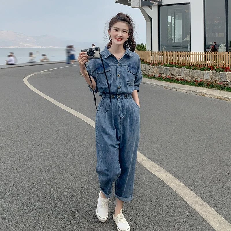 牛仔连体裤女高级感夏季薄款2025年新款高腰显瘦气质连衣裤女神范