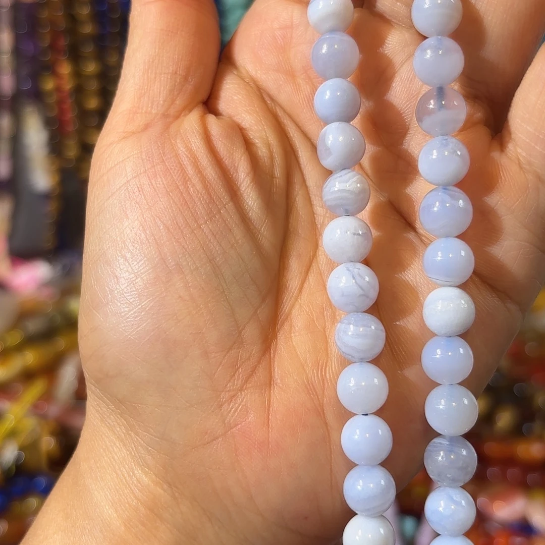 玛瑙/玉髓银S925镀金镶嵌珠宝半成品蓝纹玛瑙一条