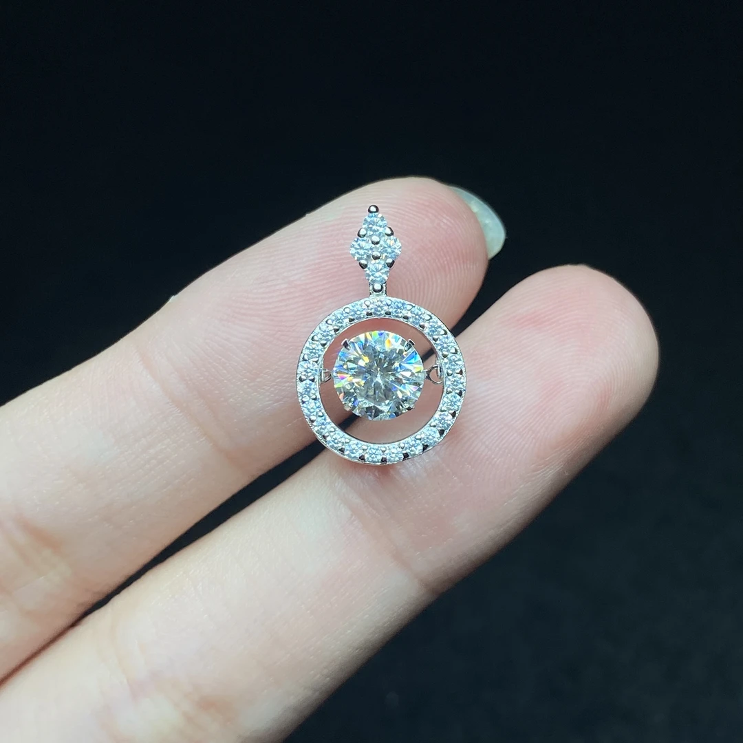 925银莫桑石银制品 【小北好物】S925银镶嵌莫桑吊坠-2QH144X205