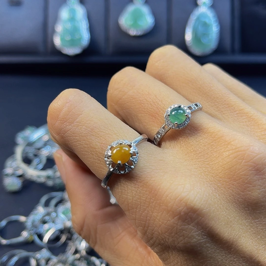 银S925镶嵌戒指翡翠