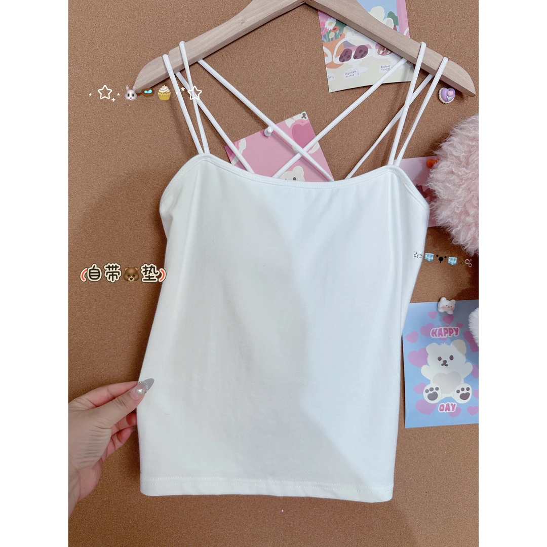 【青苍现货】【大码美背】大码甜妹夏设计感背后镂空自带胸垫内搭美背