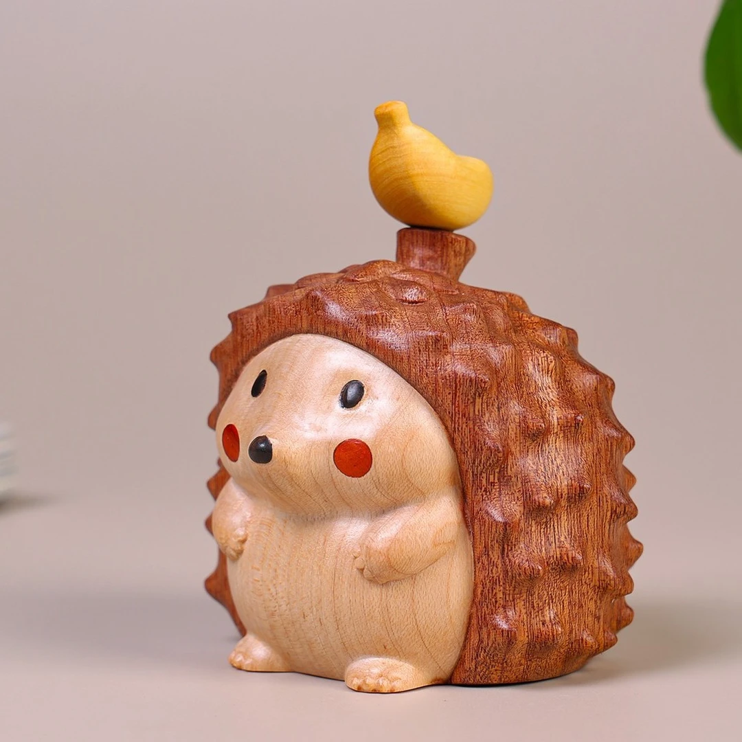 乐清乌檀木刺猬香蕉木雕摆件家居装饰品创意礼品车载送礼桌面摆件