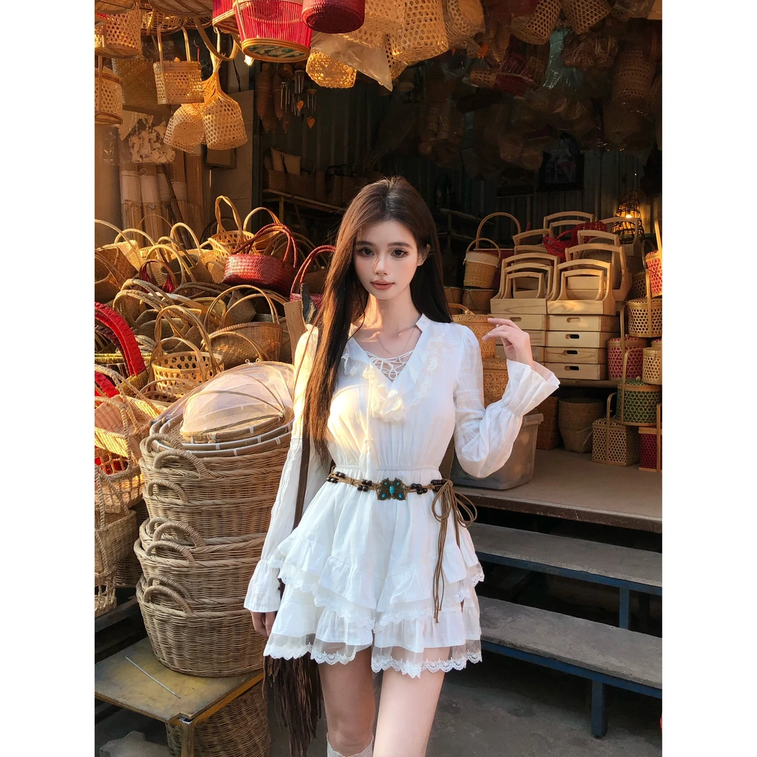 青青-画解WAHJU【海岛假日】轻松休闲度假风公主设计感连衣裙9186W