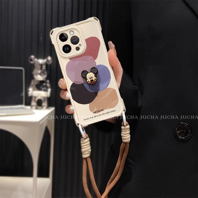 色块米奇适用苹果16pro手机壳高级感轻奢iphone15plus小众14防摔