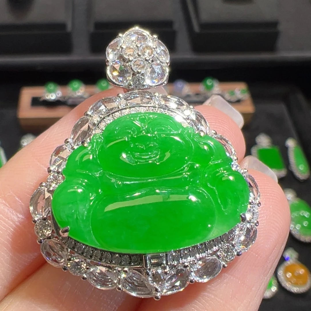 翡翠颈饰18K金镶嵌收到货48小时鉴赏期