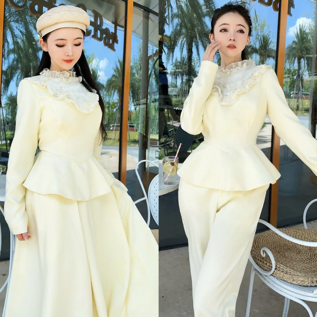 【粉黛原创 法奢丽影】温柔浅色系优雅重工奢华提花气质套装套装裙