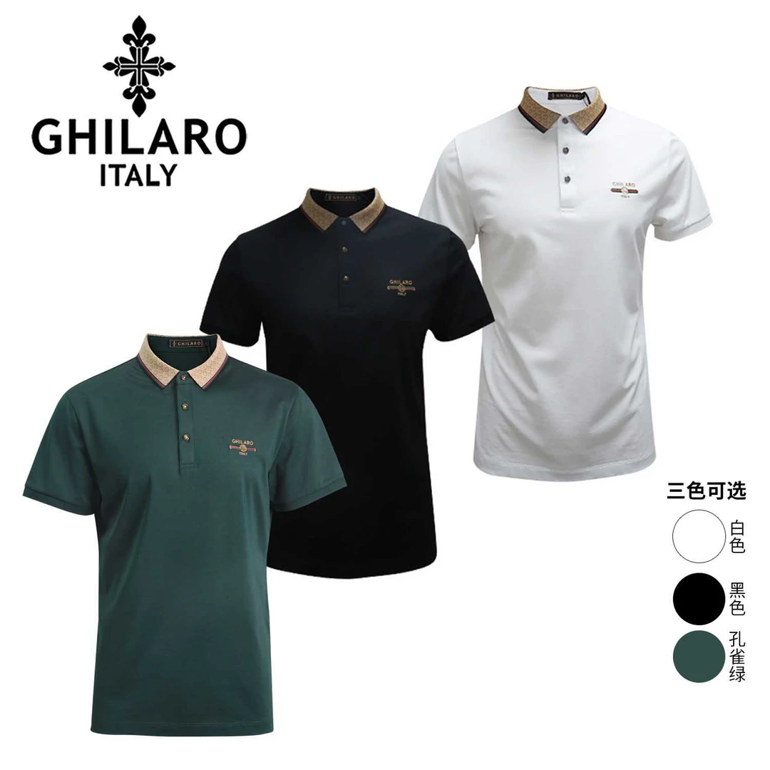 吉那诺男士舒适短袖透气刺绣Polo衫