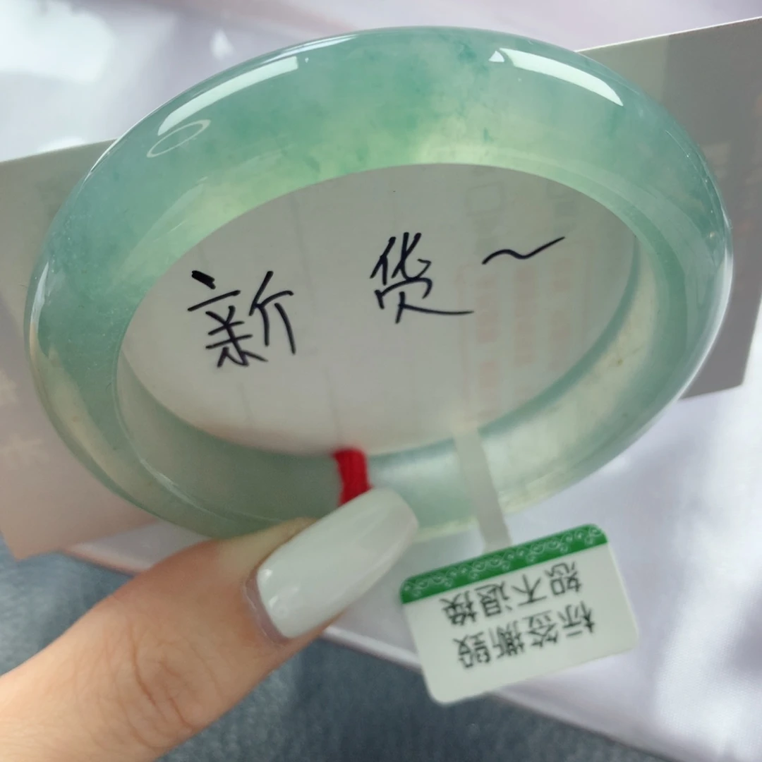 未镶嵌手镯翡翠高冰晴水甜绿毕业款正圈52