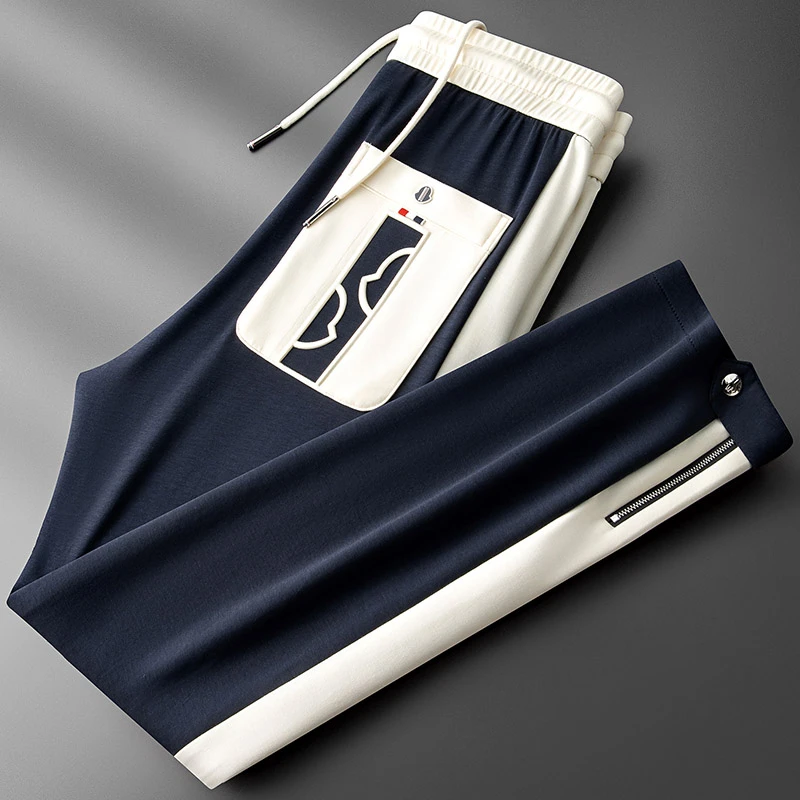 Mandsibil曼德西比利夏季亲肤莫代尔运动卫裤男士时尚撞色休闲裤