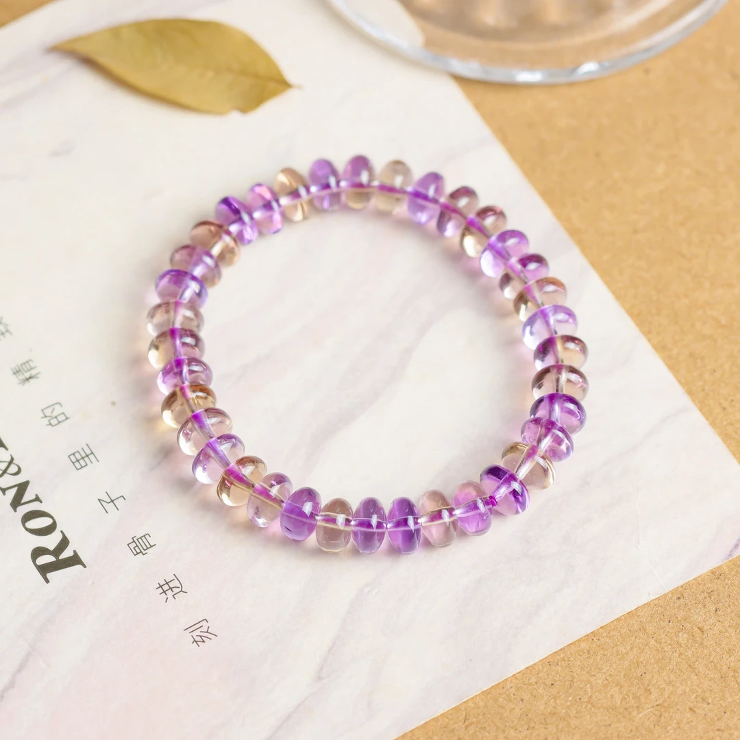 紫黄晶算盘珠时尚气质百搭设计精致女款单圈手串