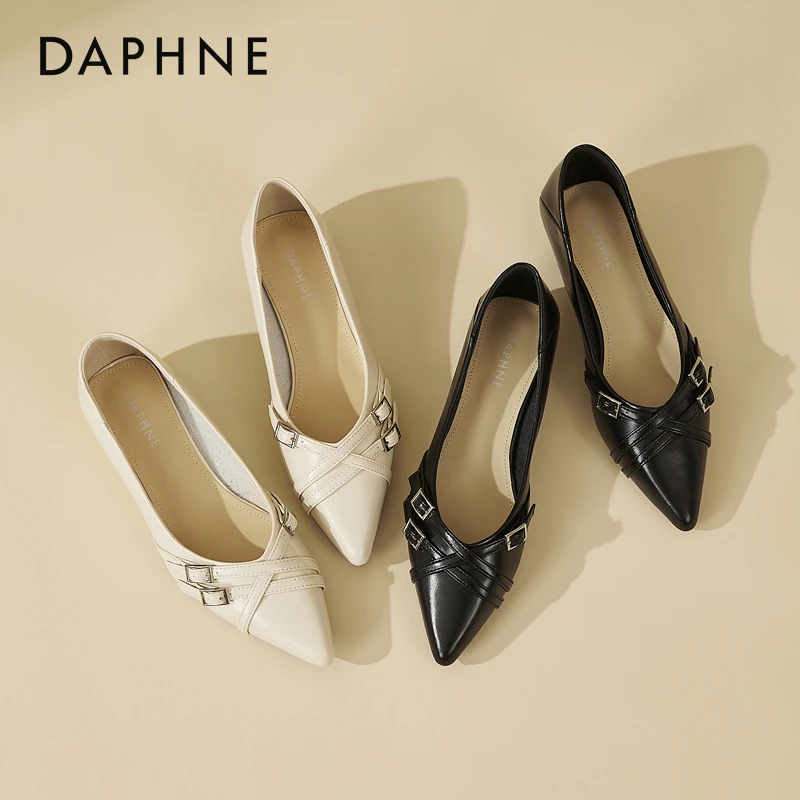 达芙妮尖头单鞋女新款夏季设计感小众低跟单鞋工作鞋柔软通勤百搭