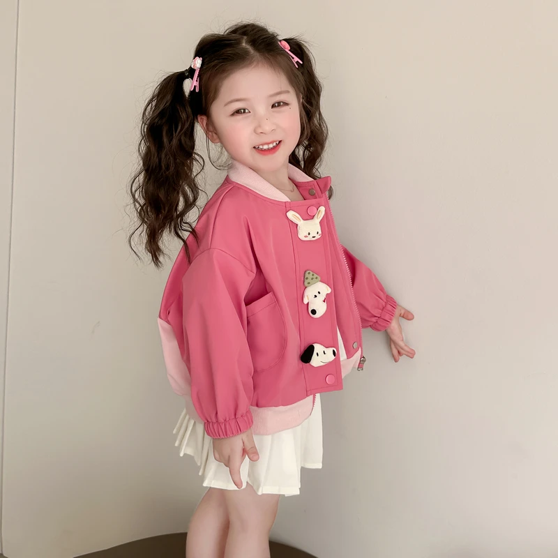 女童卡通外套春秋装2025新款儿童洋气夹克衫女宝宝春季可爱棒球服