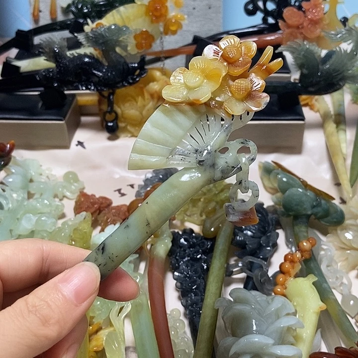 蛇纹石玉合金发簪