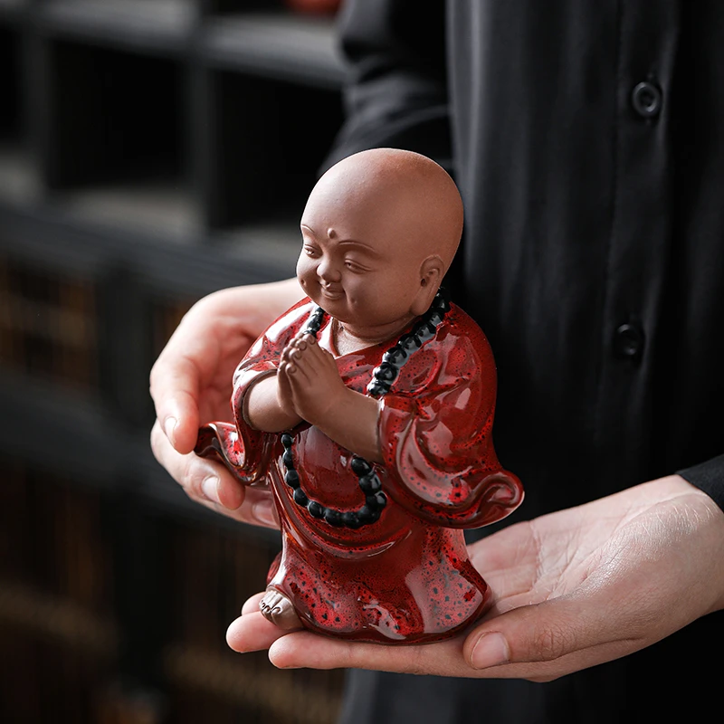 创意小和尚紫砂茶宠摆件可爱小沙弥禅意茶室茶桌茶台装饰茶道礼品