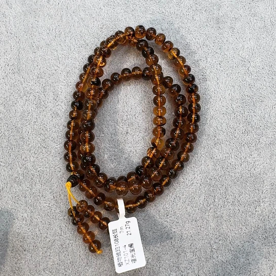 琥珀颈饰未镶嵌抚顺琥珀 植物珀 7m 108
