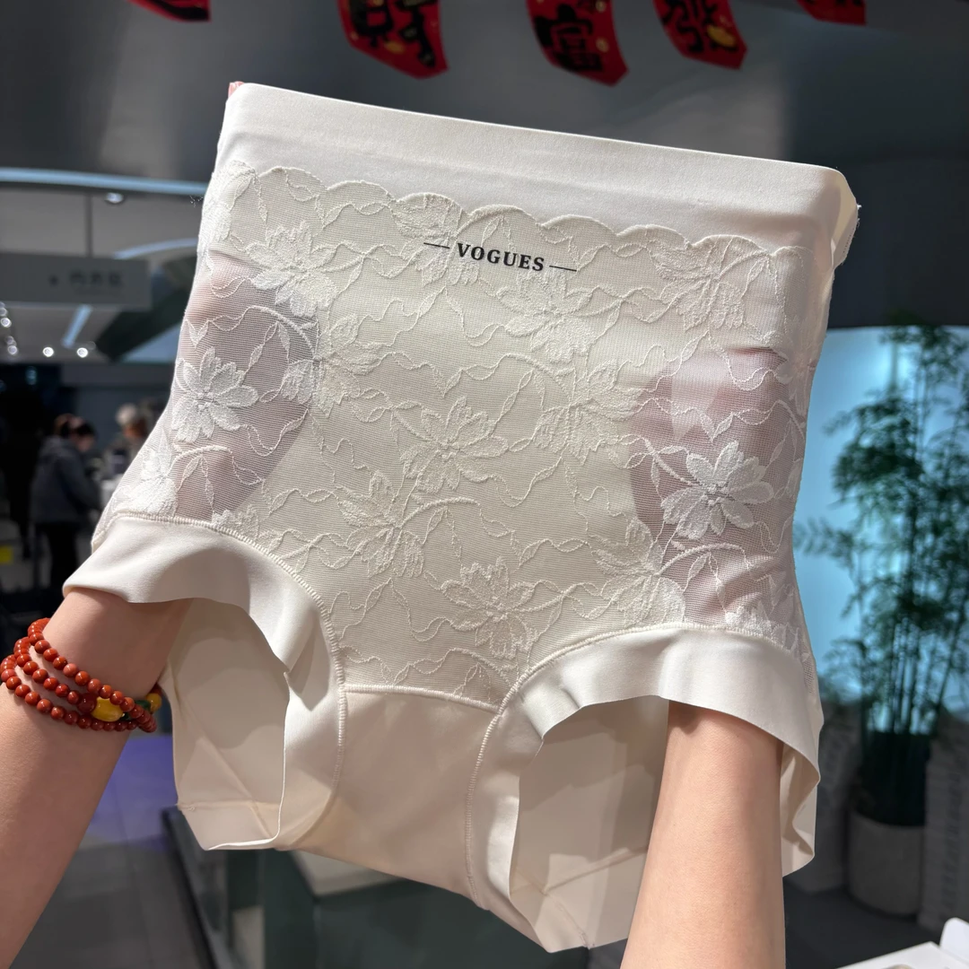 02683中高腰提花收腹蕾丝女士内裤性感透气提臀收腹裤