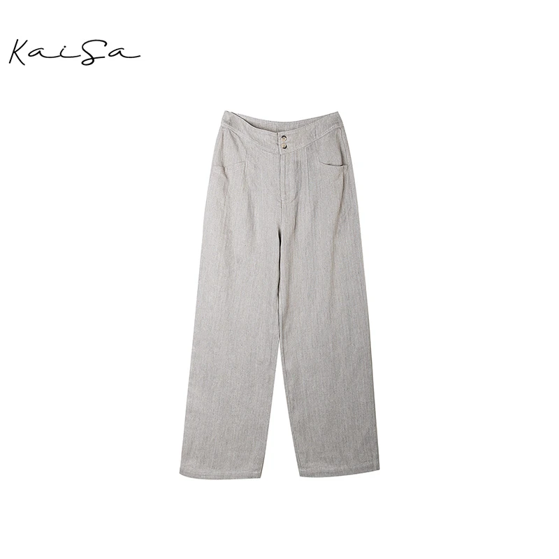 【轻氧】新款雨露麻百搭简约时尚垂感高腰直筒阔腿裤YM8A09