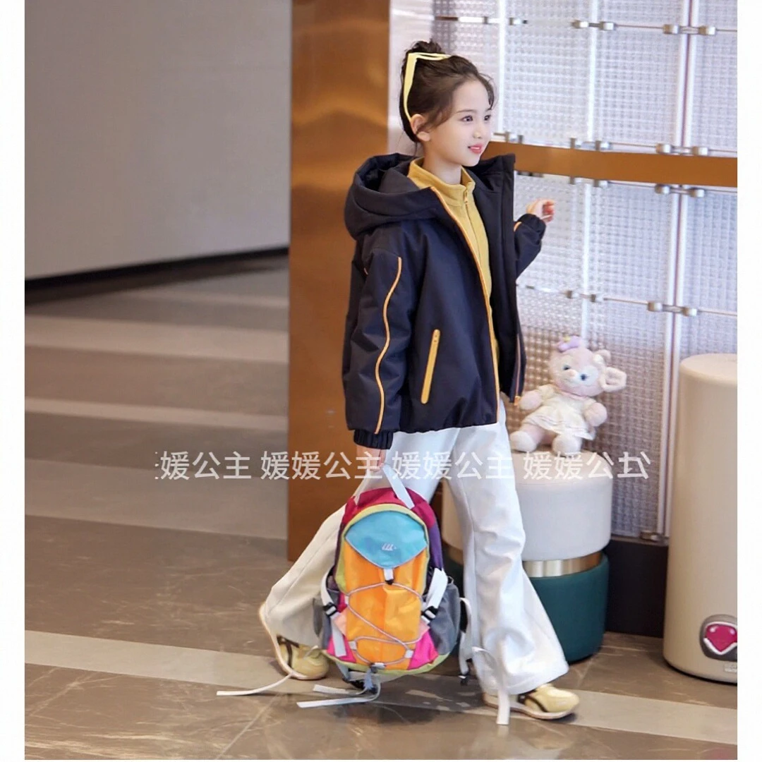 媛媛公主2025冬季女童时尚新品洋气连帽儿童羽绒服外套15415Q503