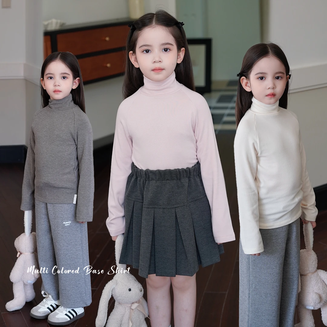 AnnieGirl儿童仿羊绒保暖高领打底衫长袖T恤女童亲肤上衣2025秋
