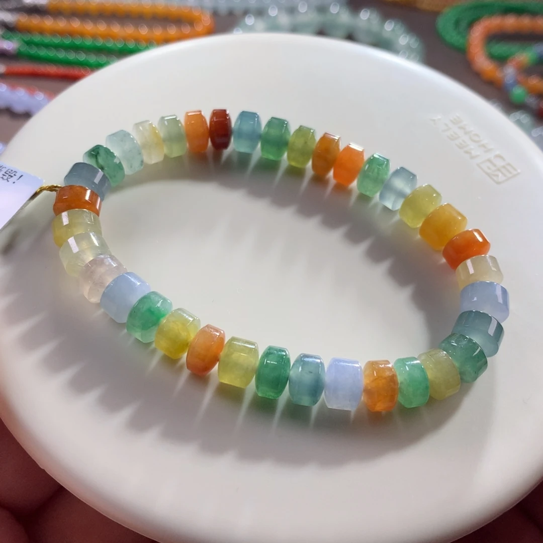 翡翠未镶嵌手链热门大漏*冰底糖果缤纷卡7.40～7.70+