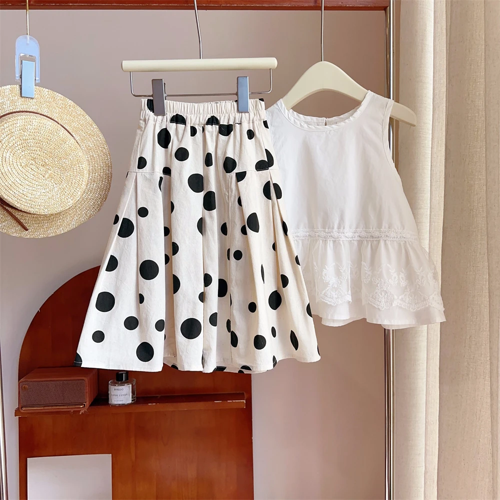 现货【大圆点裤】纯棉5376女童夏季八分裤直筒裤圆点百搭女孩裤子