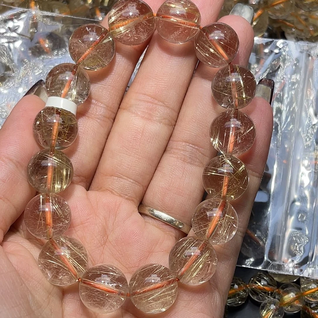 国***冻发晶手链未镶嵌金发晶13+