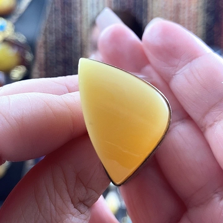 琥珀银S925镶嵌戒指戒指