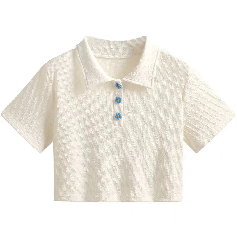 （61-120）镂空小个子甜美温柔风时尚短款v领显瘦薄款上衣外搭