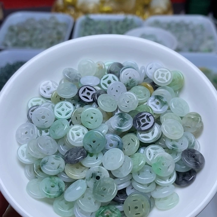 翡翠未镶嵌手链卡10金钱扣20个