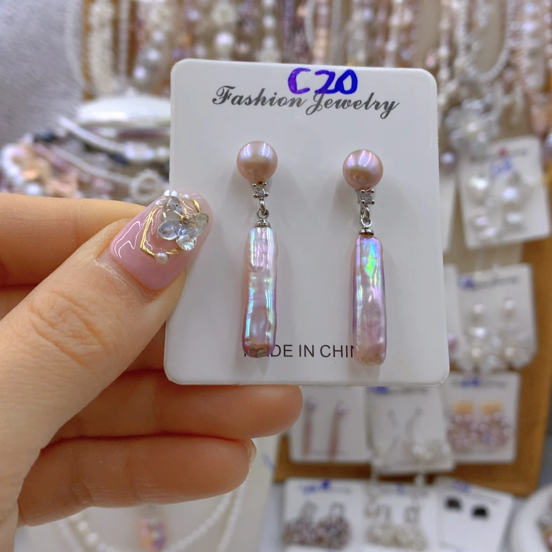 淡水珍珠耳饰银S925镶嵌