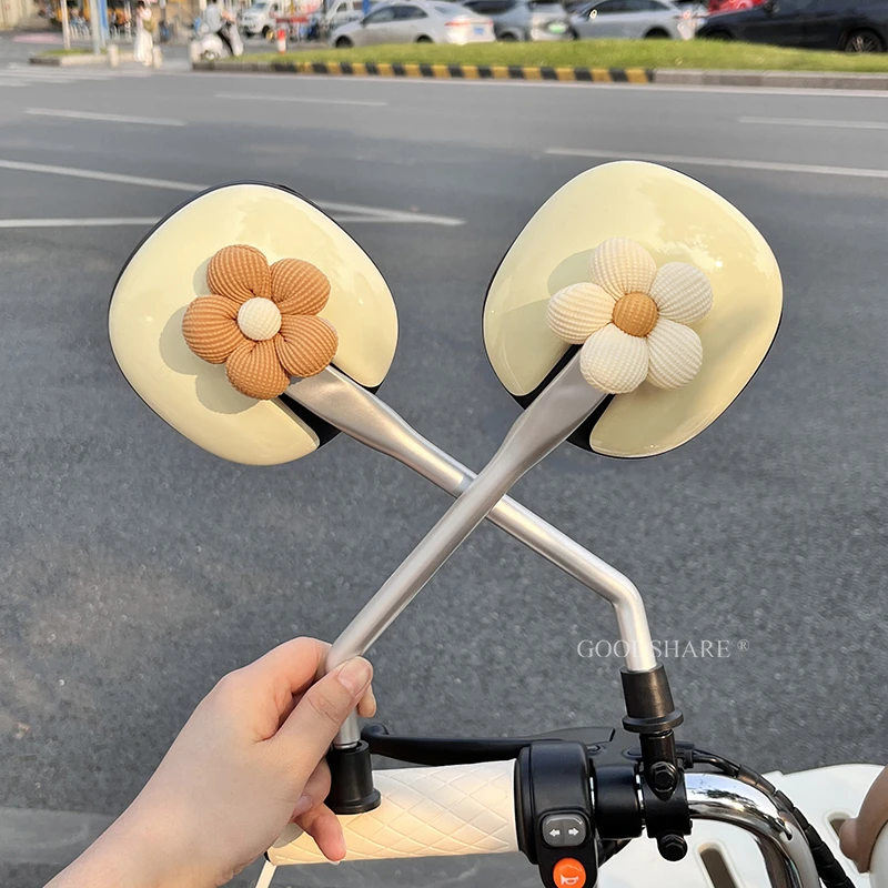 电动车后视镜高清大视野可爱田园风雅迪爱玛台铃电瓶车反光镜女生