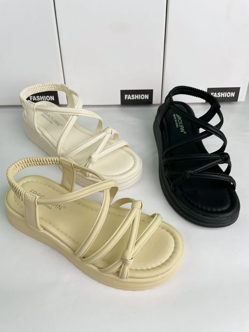 优雅-夏季线缝少女风松糕跟纯色凉鞋时装凉鞋欧若假日风女8802