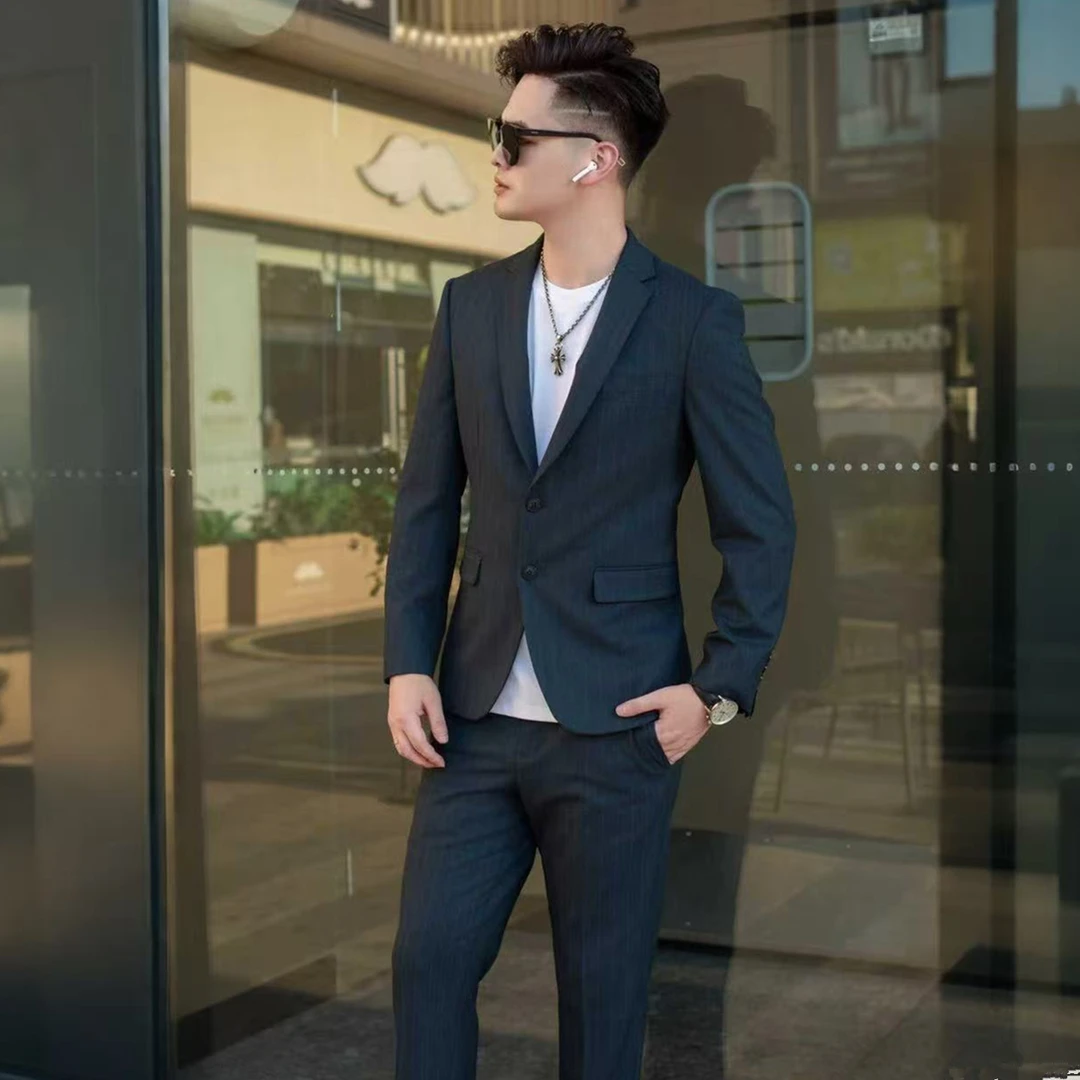 春秋休闲西装正装两件套青年韩版修身秋季新郎结婚礼服男装西服