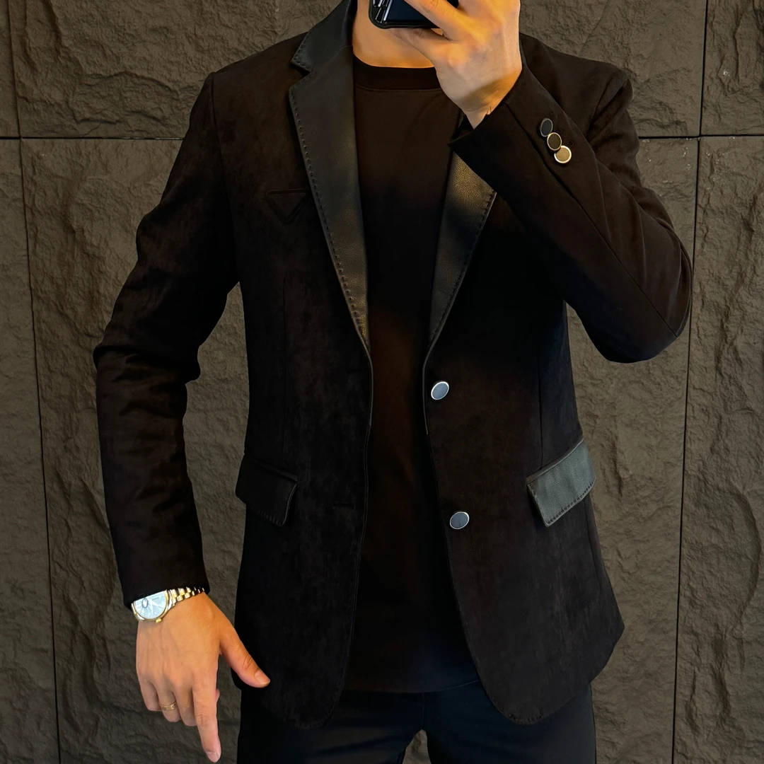轻奢秋冬新款男士百搭上衣商务休闲时尚潮流修身显瘦净版西服外套