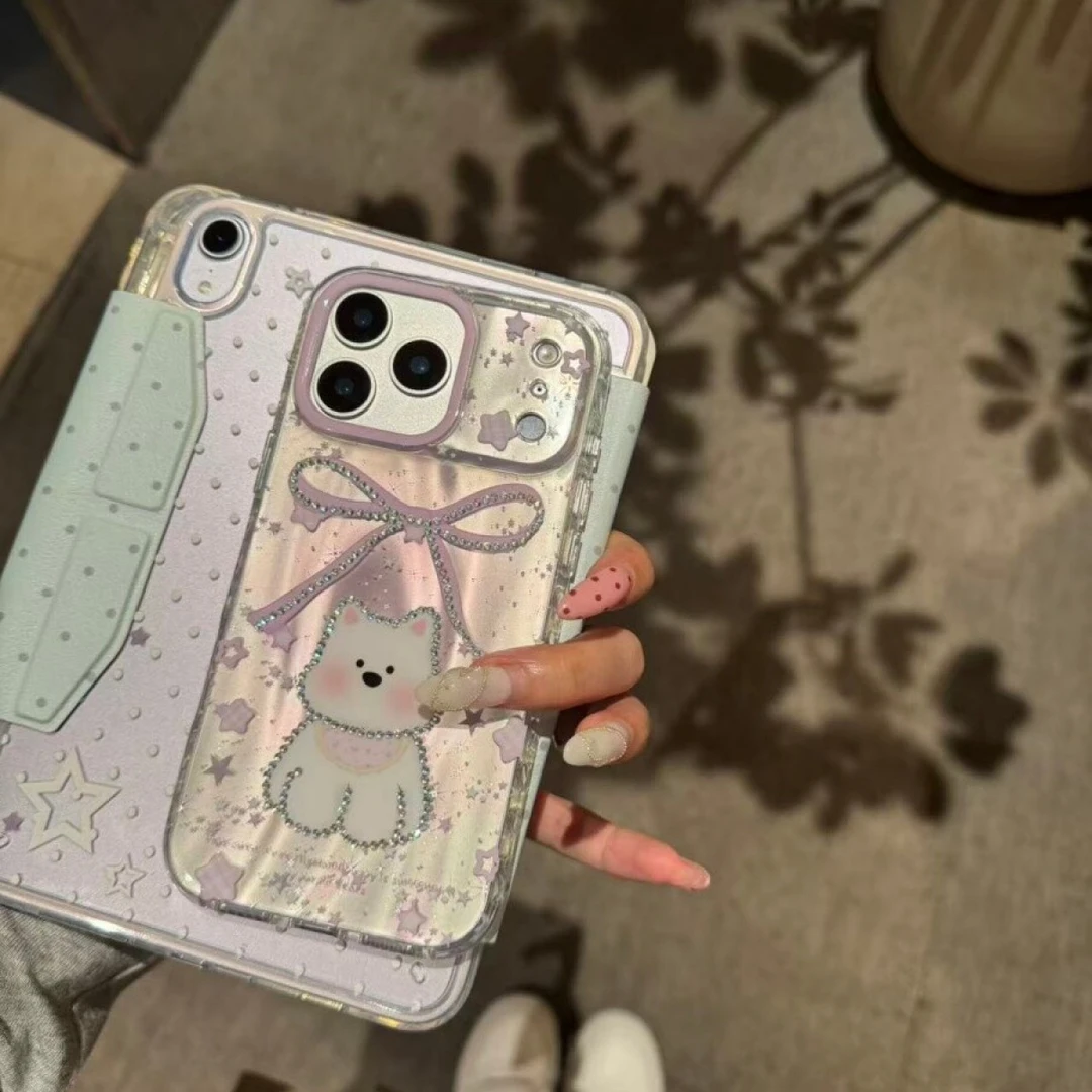 ins可爱点钻蝴蝶结西高地适用于苹果17/16promax手机壳15保护套14